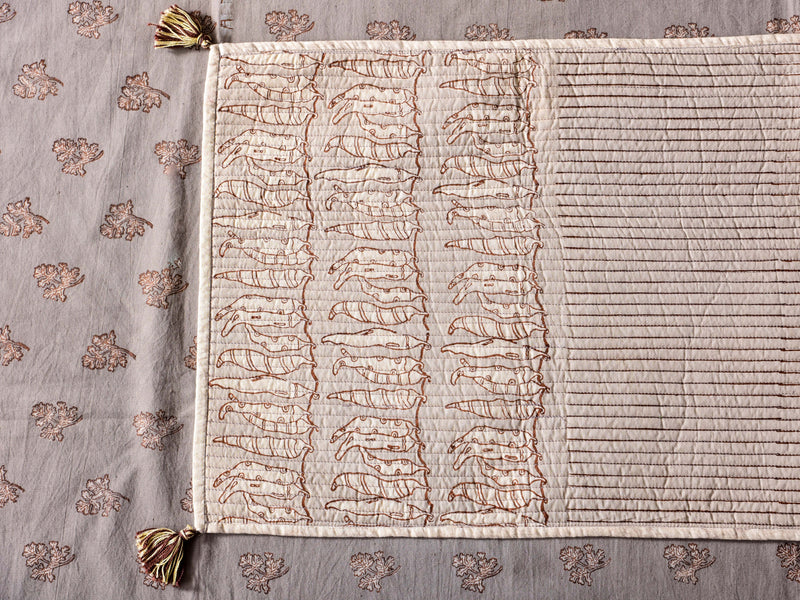 Kashish dyed, quilted and dabu hand block printed table runner - Aavaran Udaipur