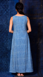 Indigo Dyed Dabu print A-line Dress - Aavaran Udaipur