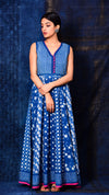 Indigo Dyed Dabu Print Flared Dress - Aavaran Udaipur