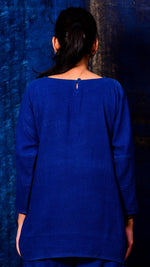 Khadi Indigo dyed short top - Aavaran Udaipur
