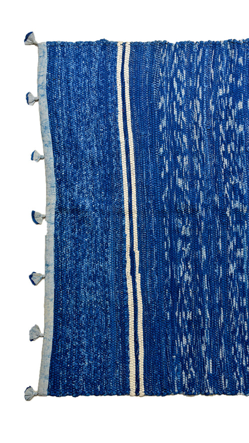 Indigo Dyed Rug from fabric leftovers - Aavaran Udaipur