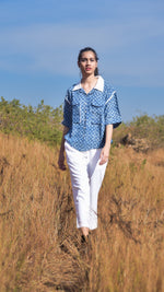 Matrix Drop-Shoulder Shirt with Haif Sleeves & Piping Detail Styled With white Straight fIt Pant