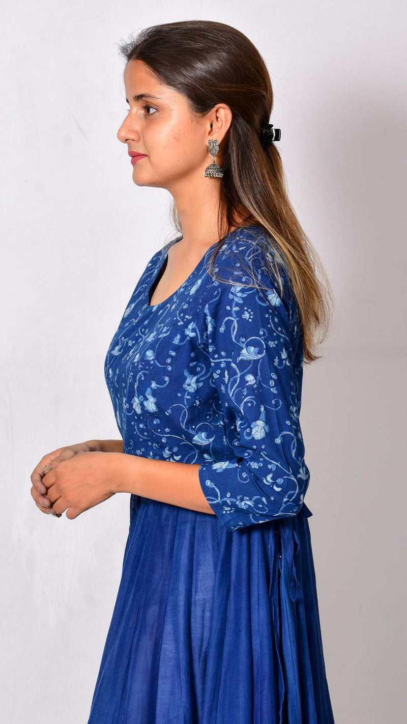 Indigo hand block print blouse - Aavaran Udaipur