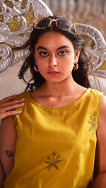 Yellow dyed long dress. - Aavaran Udaipur