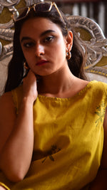 Yellow dyed long dress. - Aavaran Udaipur