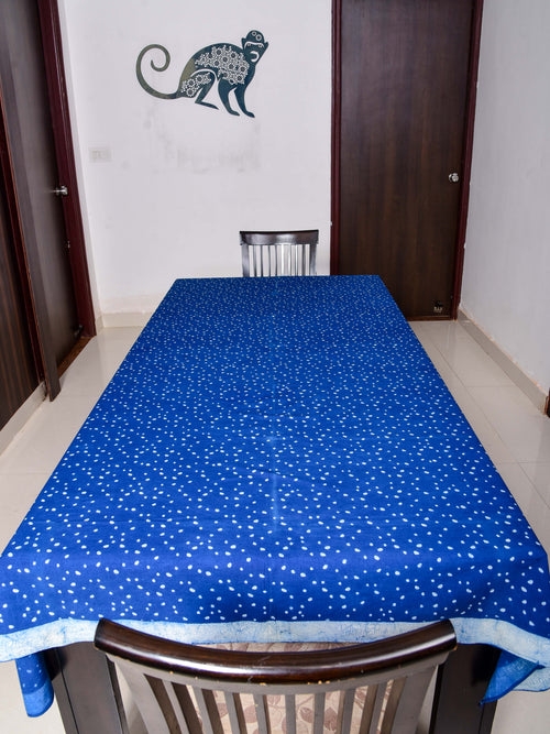 Indigo dyed and dabu hand block printed table cover - Aavaran Udaipur