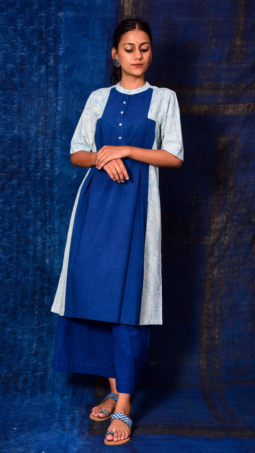 Lep Indigo Dyed A-line Kurta Dress - Aavaran Udaipur