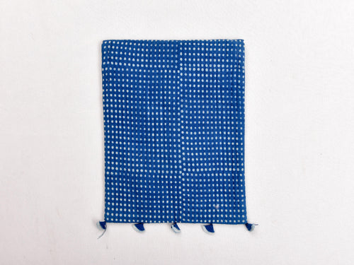Indigo dyed and dabu hand block printed Ipad cover with strings - Aavaran Udaipur