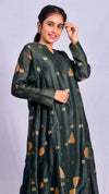 Indigo-babool dyed A-line kurta with full sleeves. - Aavaran Udaipur