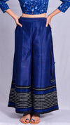 Indigo Dyed Khadi Print Flared Pants - Aavaran Udaipur
