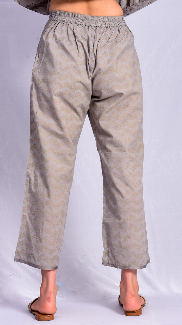 Kashish Dyed Gold Print Straight Pants - Aavaran Udaipur