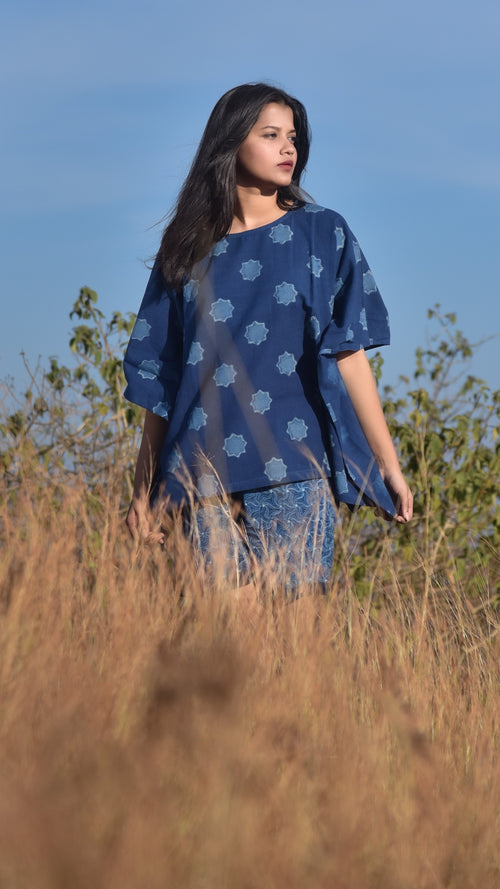 Matrix Kaftan Relaxed-fit Top Paired With High- Waist Shorts.