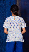 Blue Pigment print Short top - Aavaran Udaipur